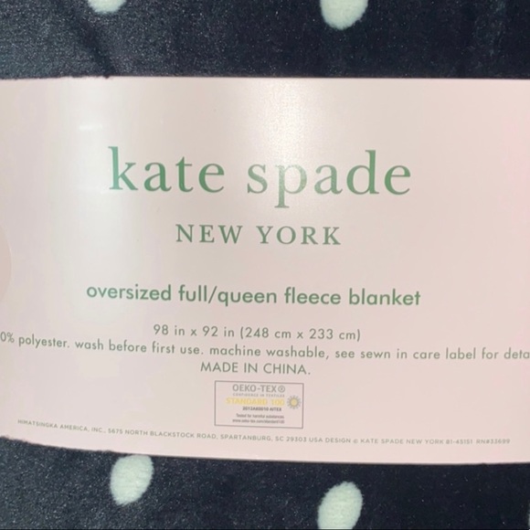 Kate Spade polka dot full/queen fleece blanket - Picture 2 of 2